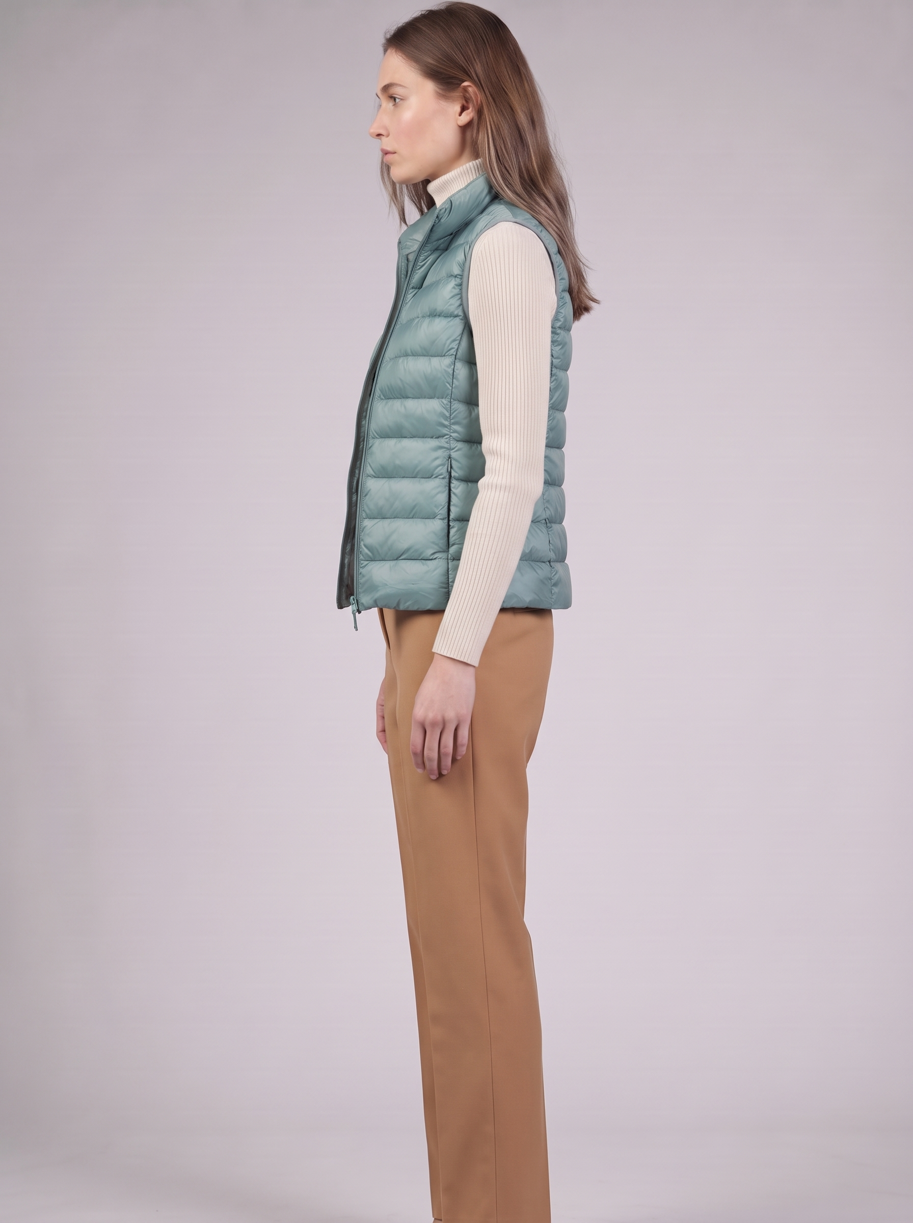 Clara | Teal Padded Puffer Vest Side
