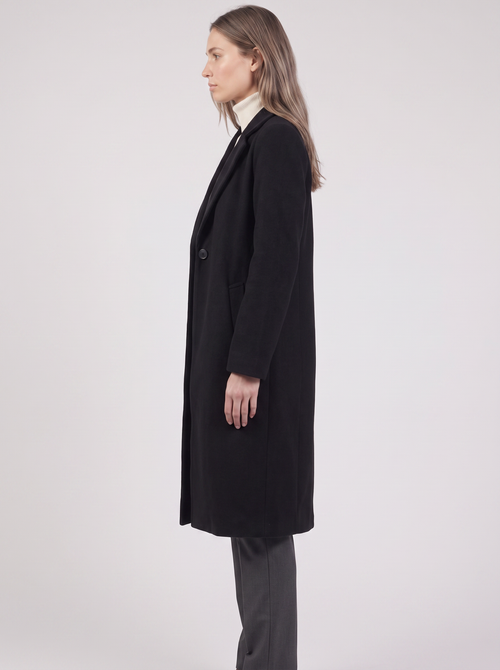 Clara | Black Button-Up Longline Coat Side