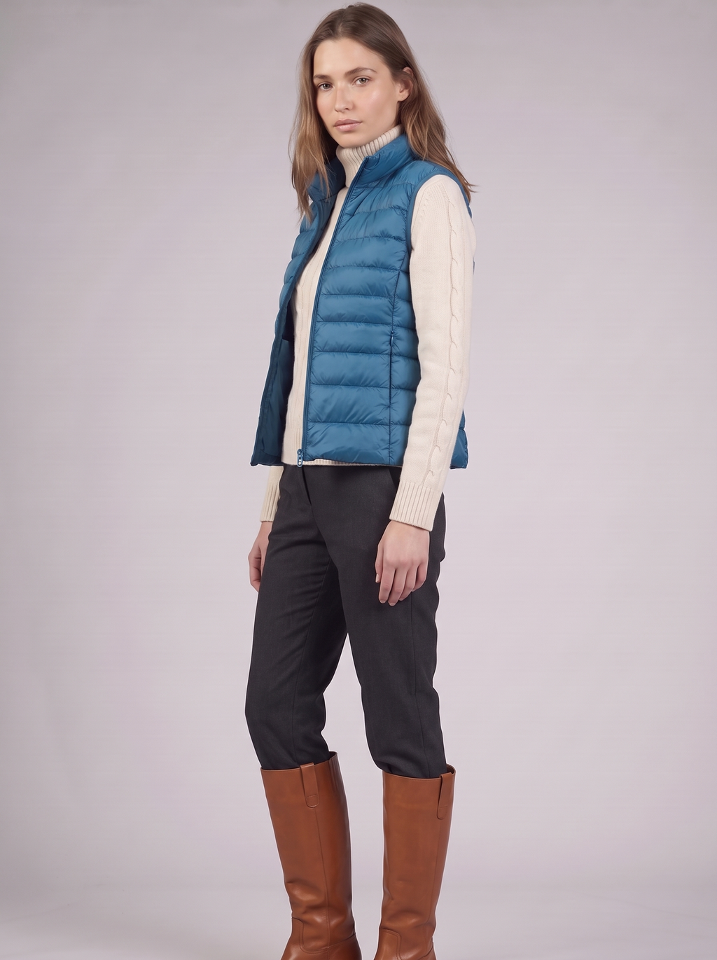 Clara | Blue Padded Puffer Vest 3-4 Turn