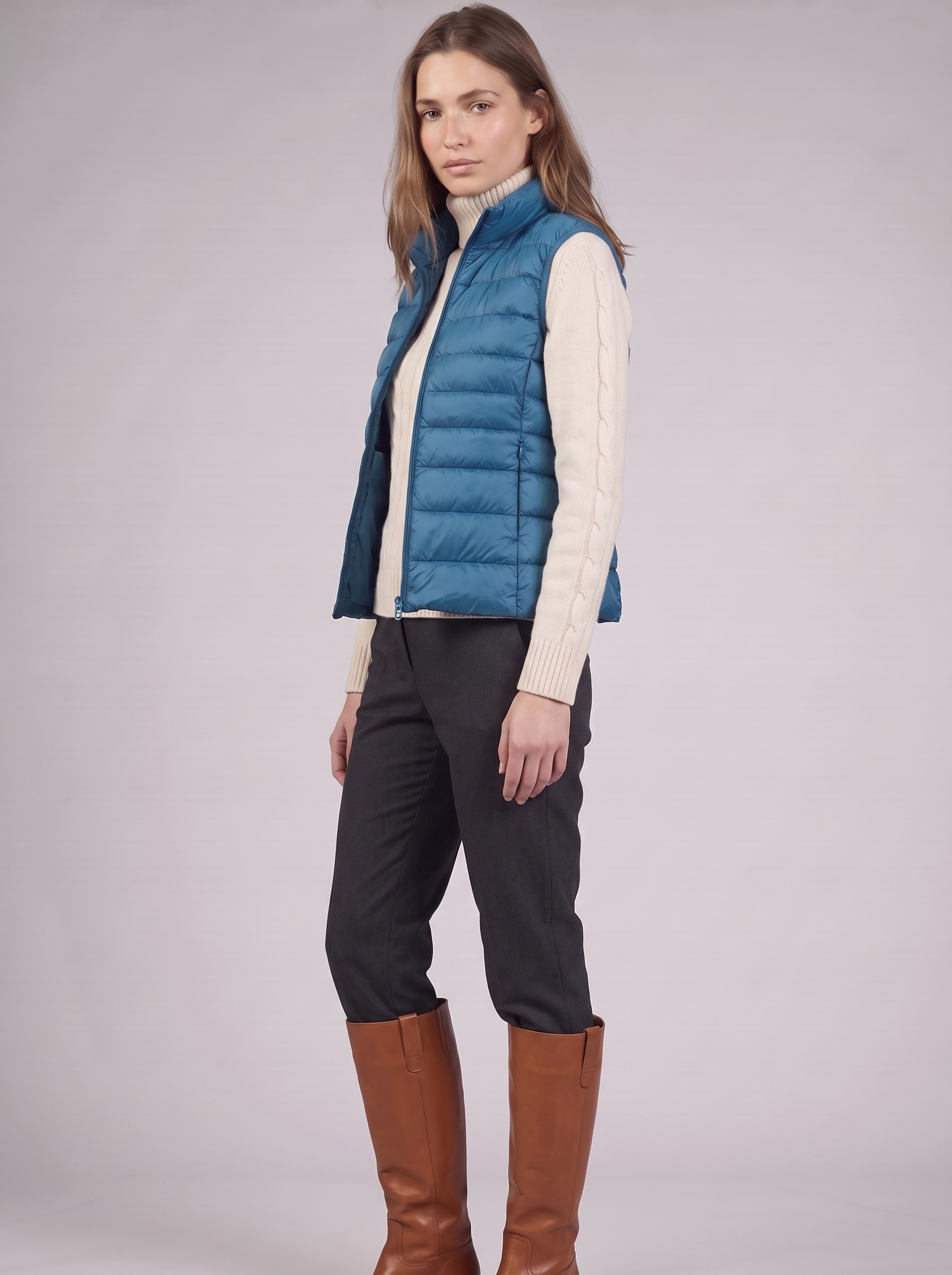 Clara | Blue Padded Puffer Vest 3-4 Turn