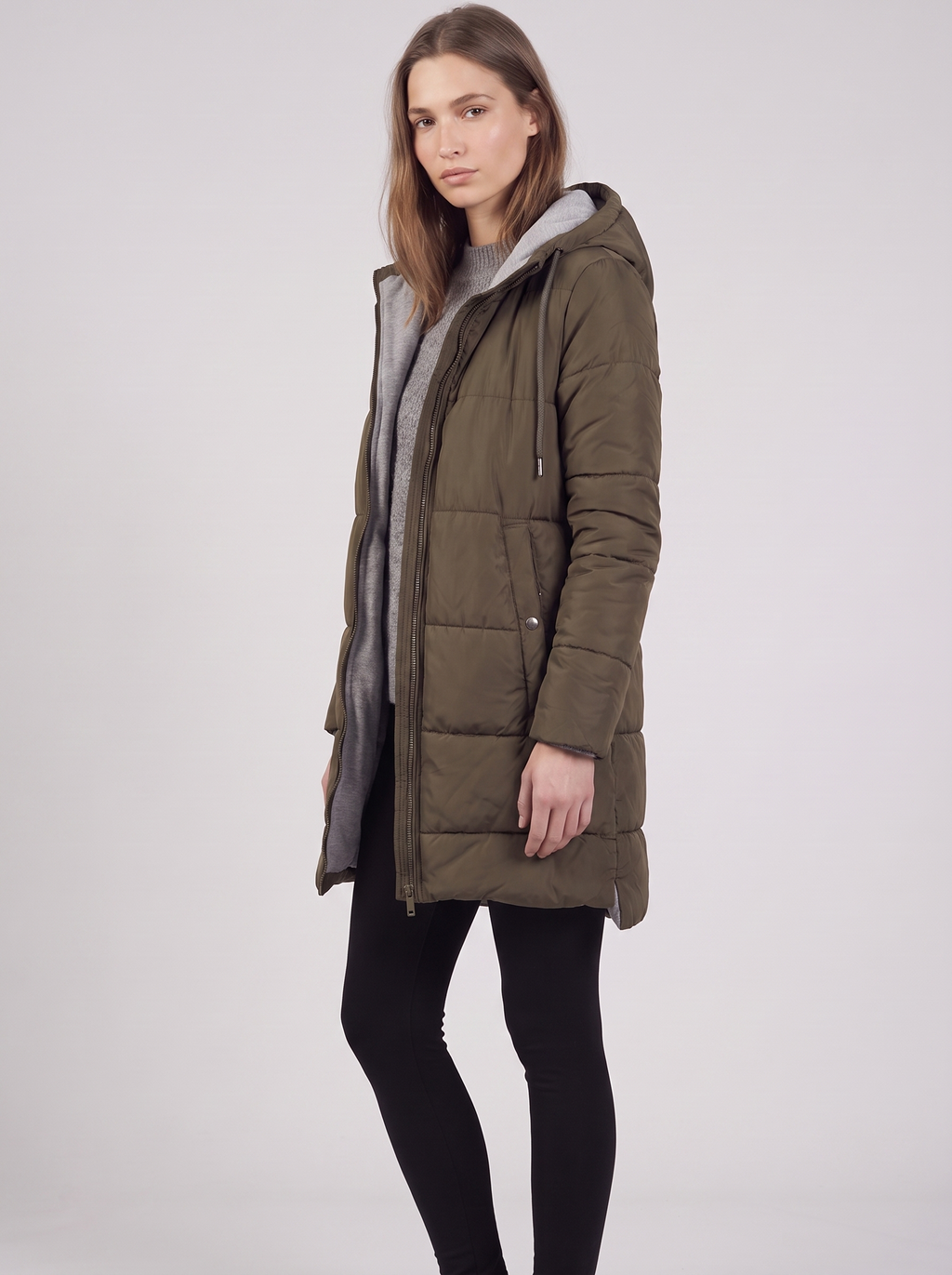 Clara | Olive Hooded Padded Puffer Coat 3-4 Turn