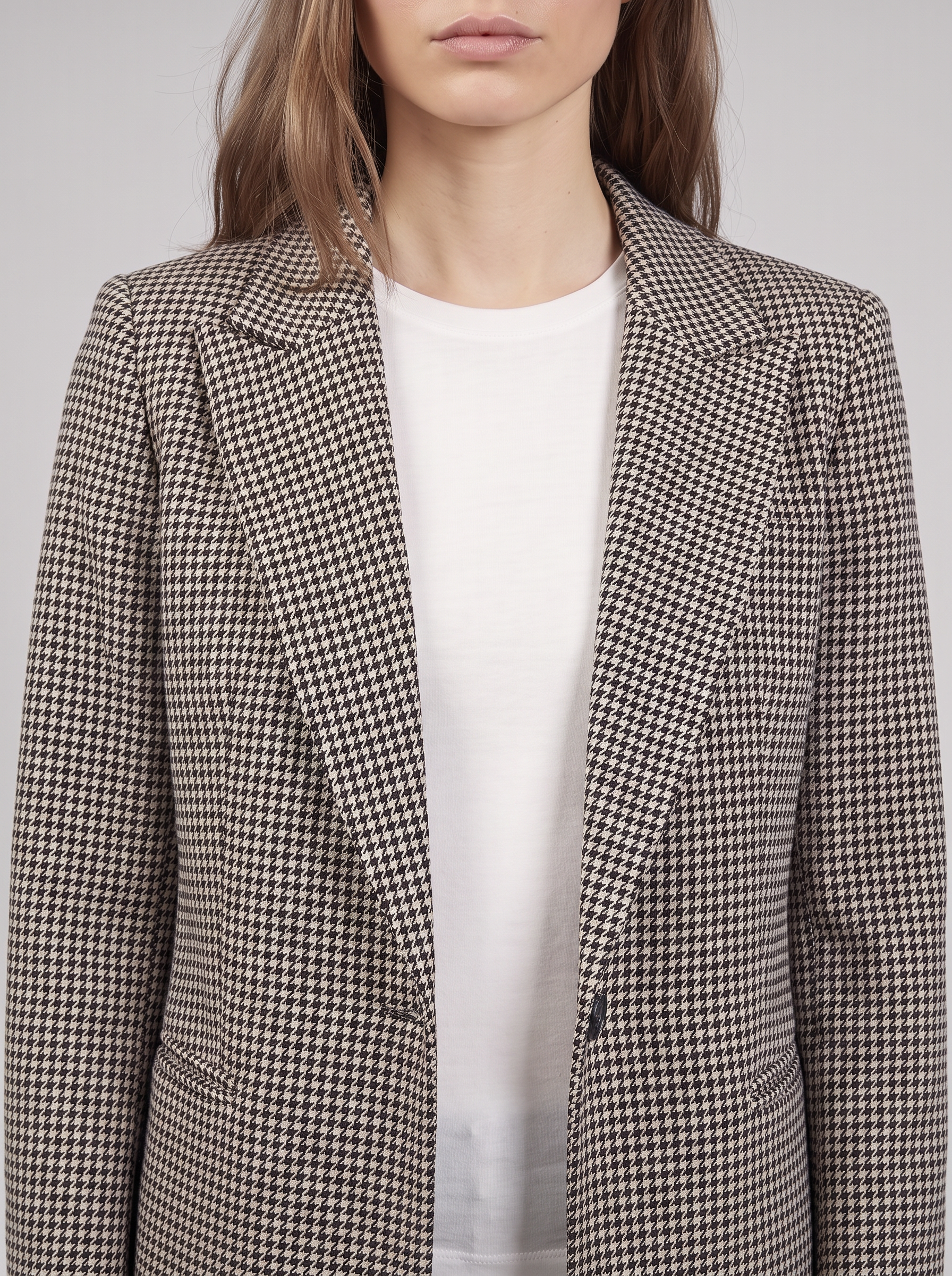 Clara | Houndstooth Blazer Jacket Close-Up