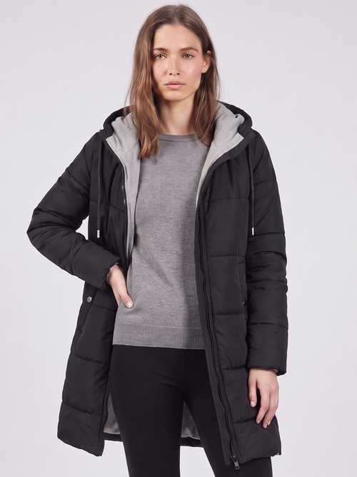 Clara | Black Hooded Padded Puffer Coat Featured