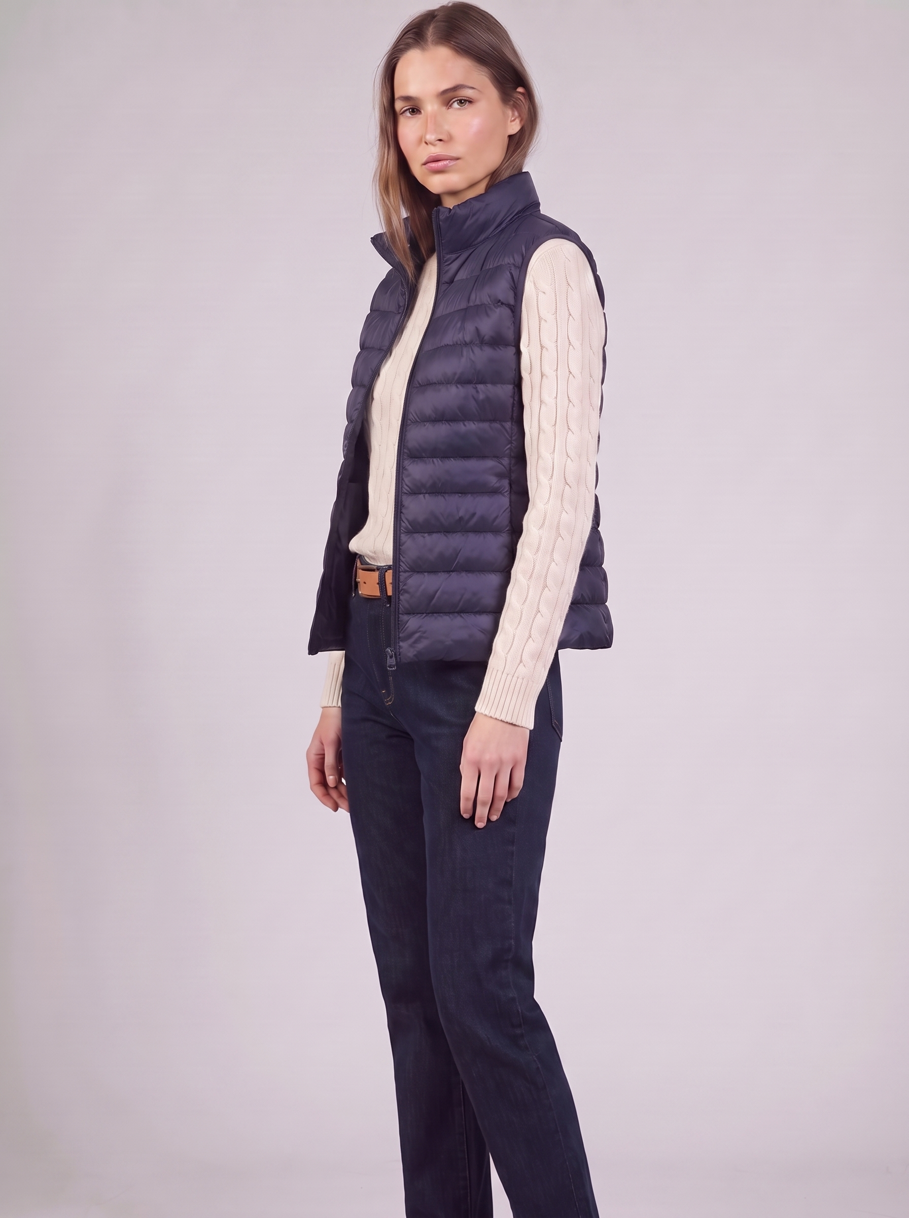 Clara | Navy Padded Puffer Vest 3-4 Turn