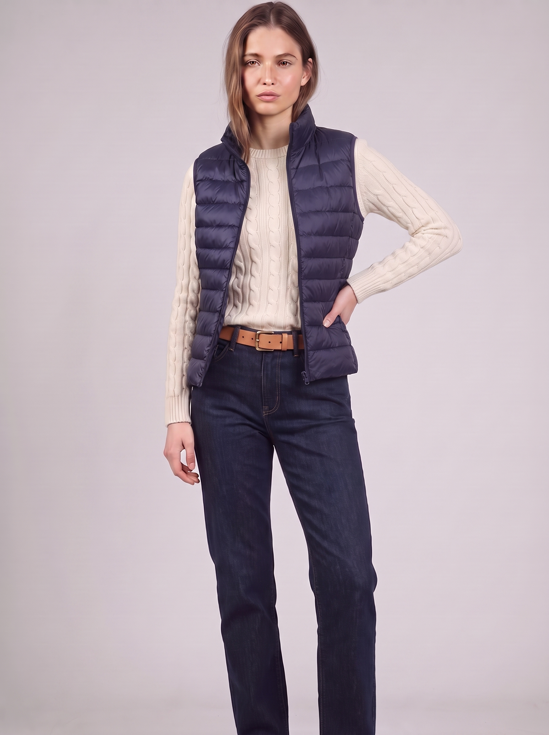 Clara | Navy Padded Puffer Vest Featured