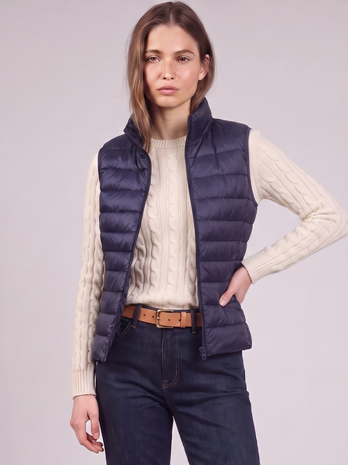 Clara | Navy Padded Puffer Vest Featured