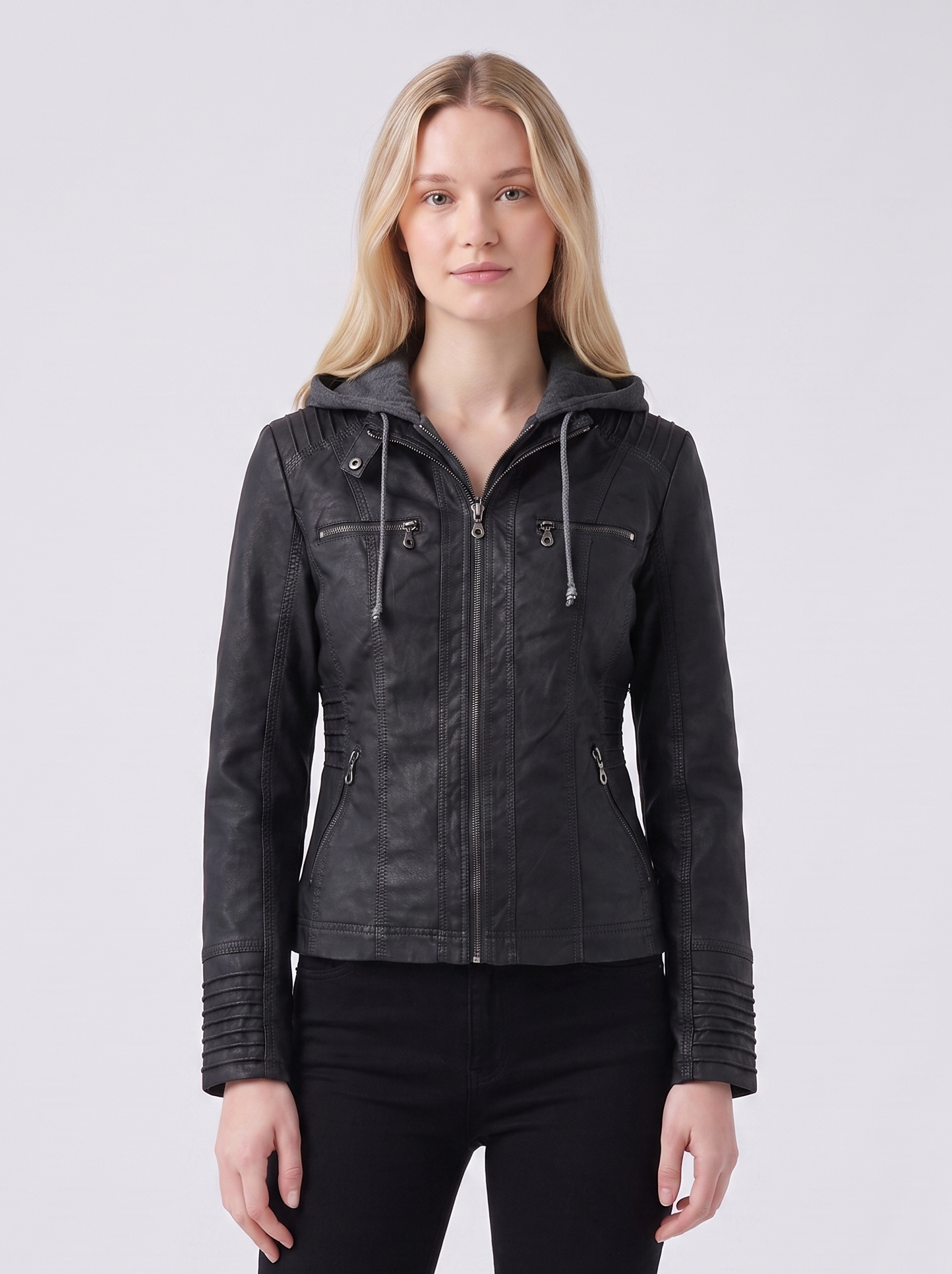Lily | Black Hooded Utility Jacket Featured