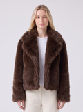 Lily | Brown Faux Fur Oversized Collar Jacket Featured