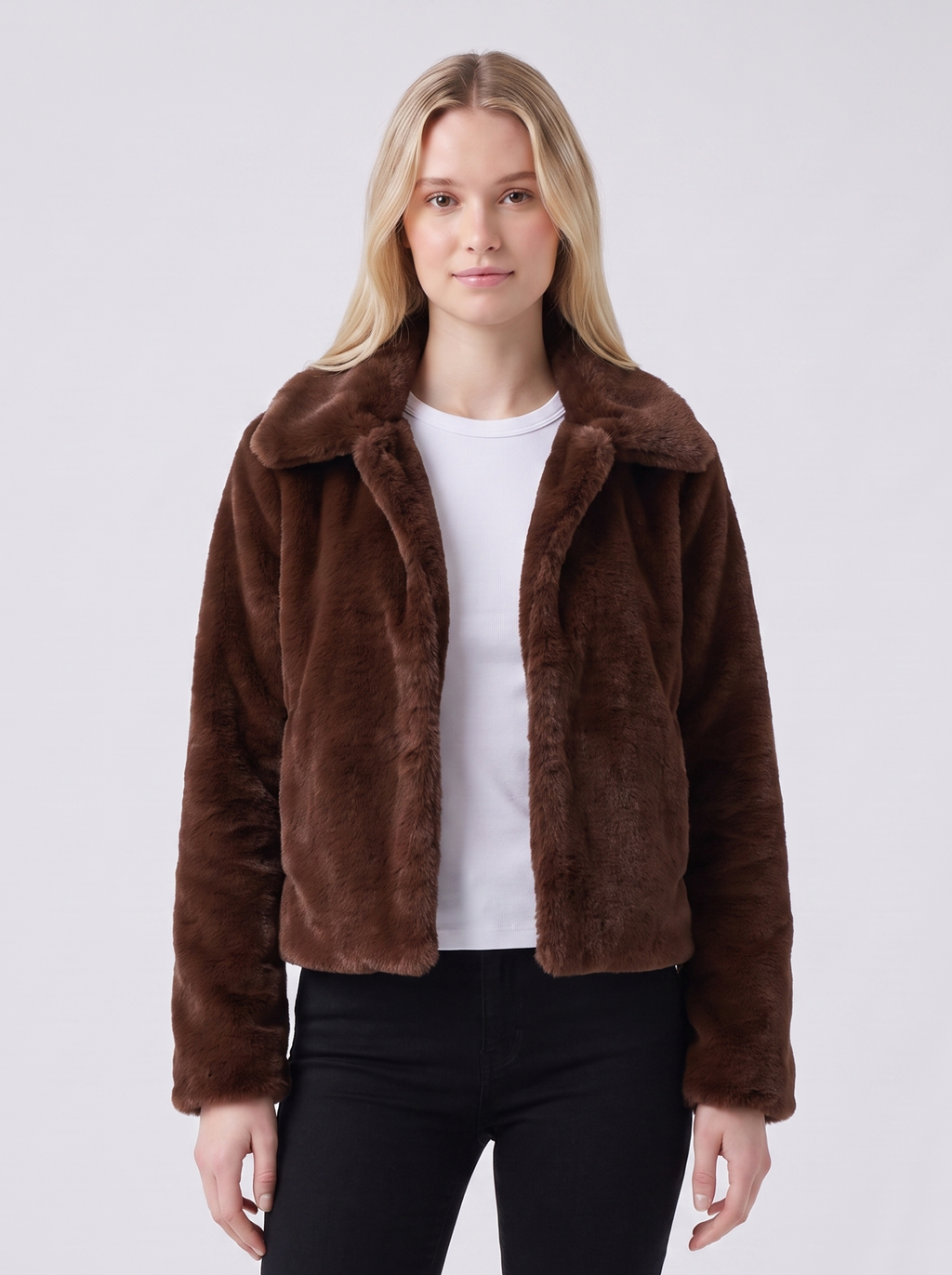 Lily | Brown Faux Fur Teddy Jacket Featured