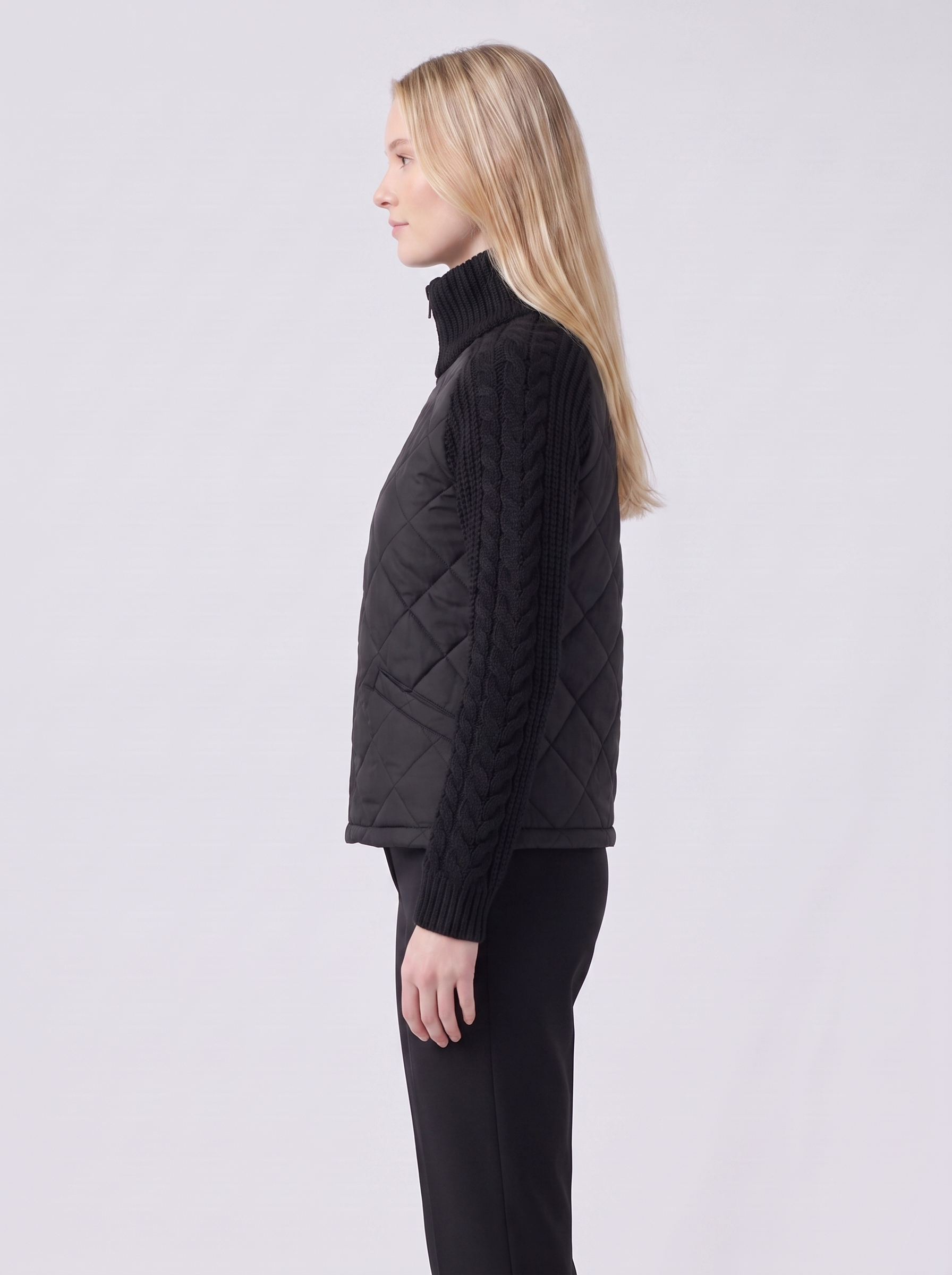 Lily | Black Quilted Padded Puffer Jacket Side