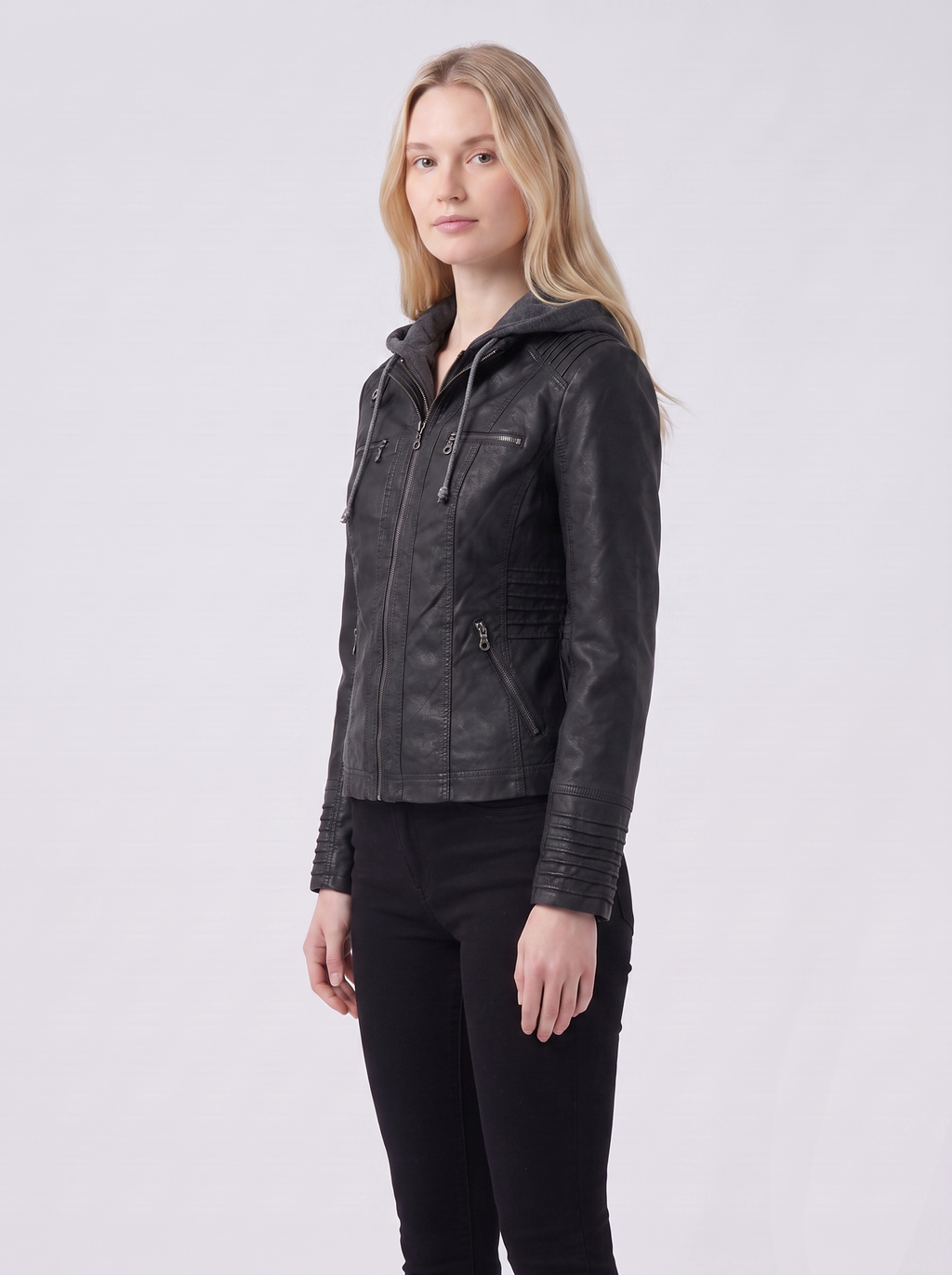 Lily | Black Hooded Utility Jacket 3-4 Turn
