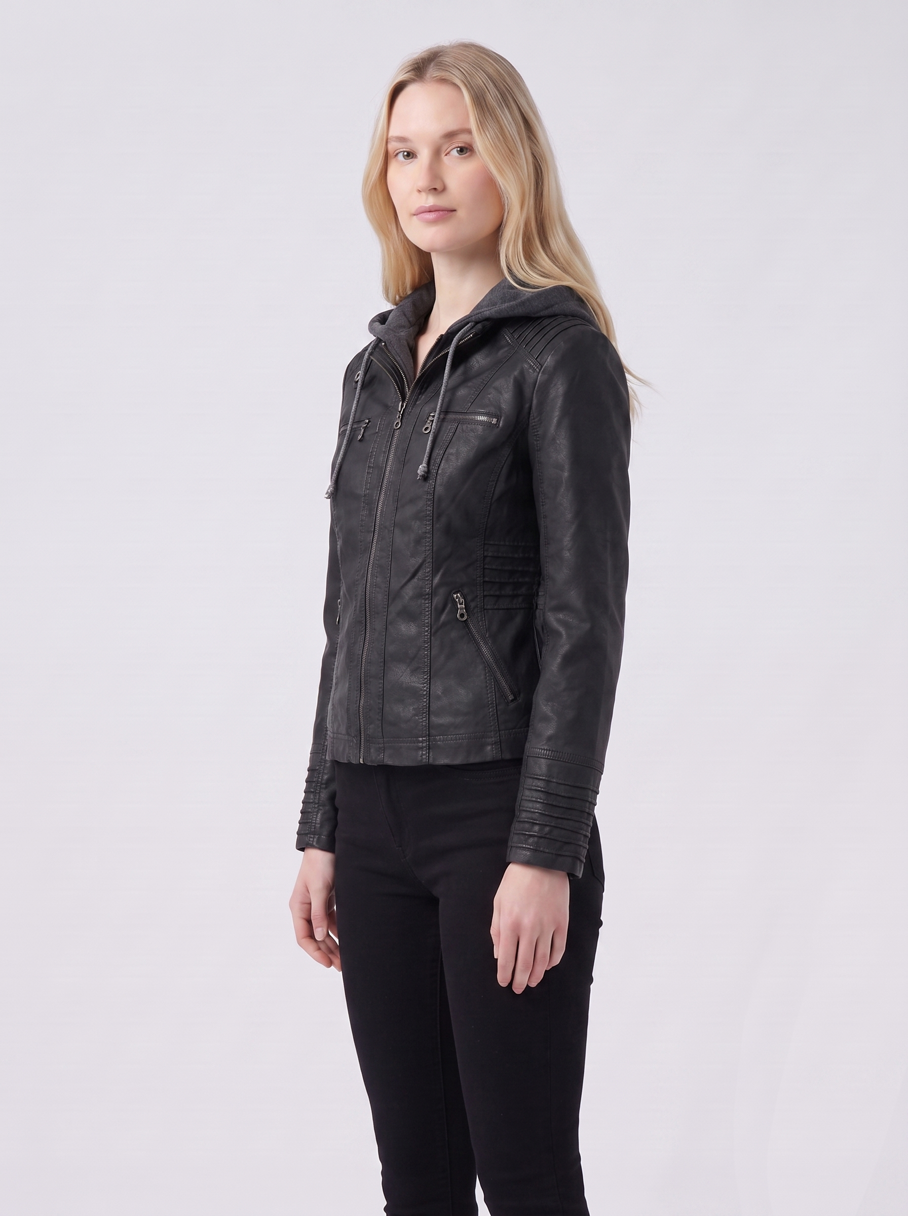 Lily | Black Hooded Utility Jacket 3-4 Turn