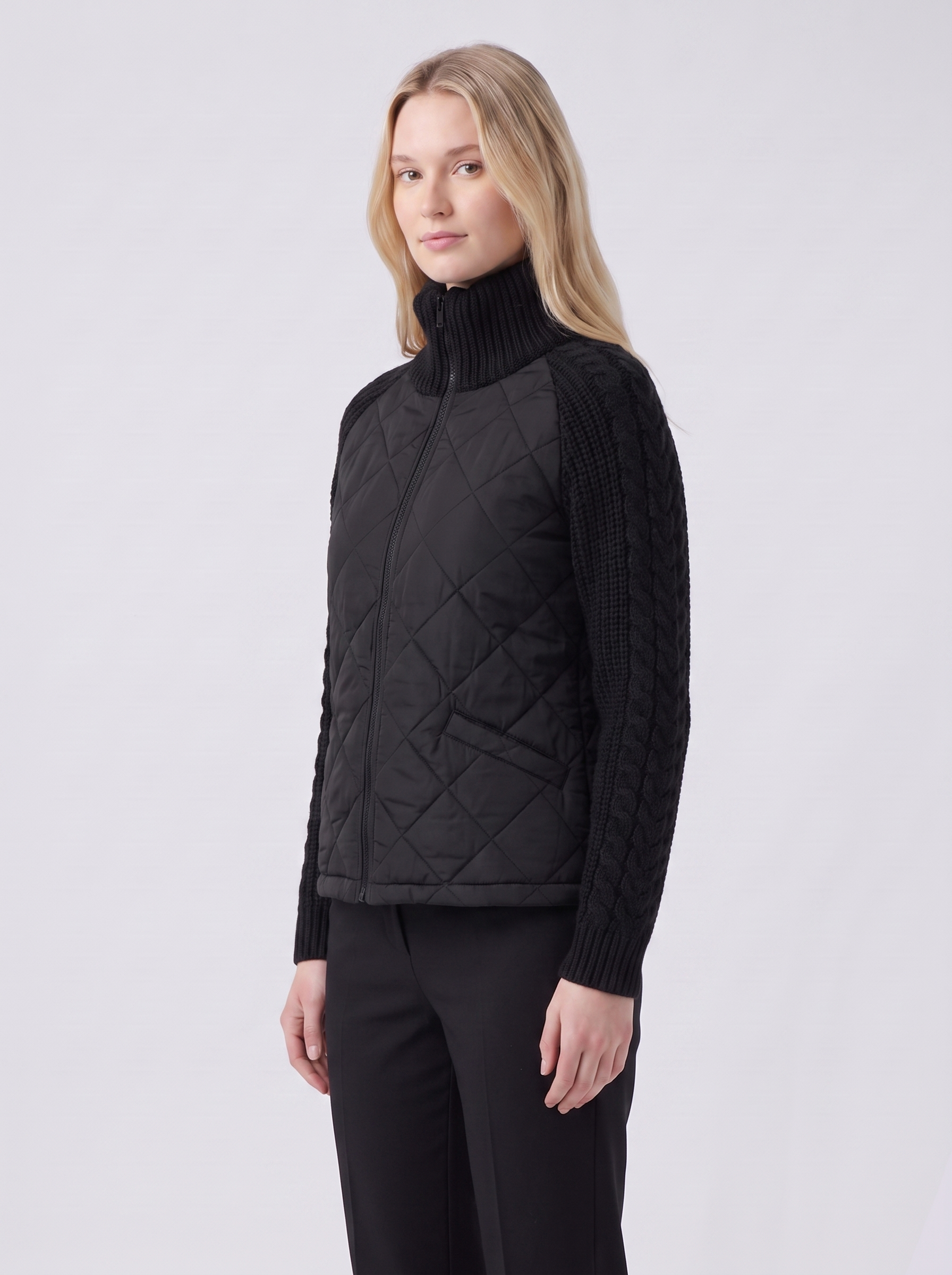 Lily | Black Quilted Padded Puffer Jacket 3-4 Turn