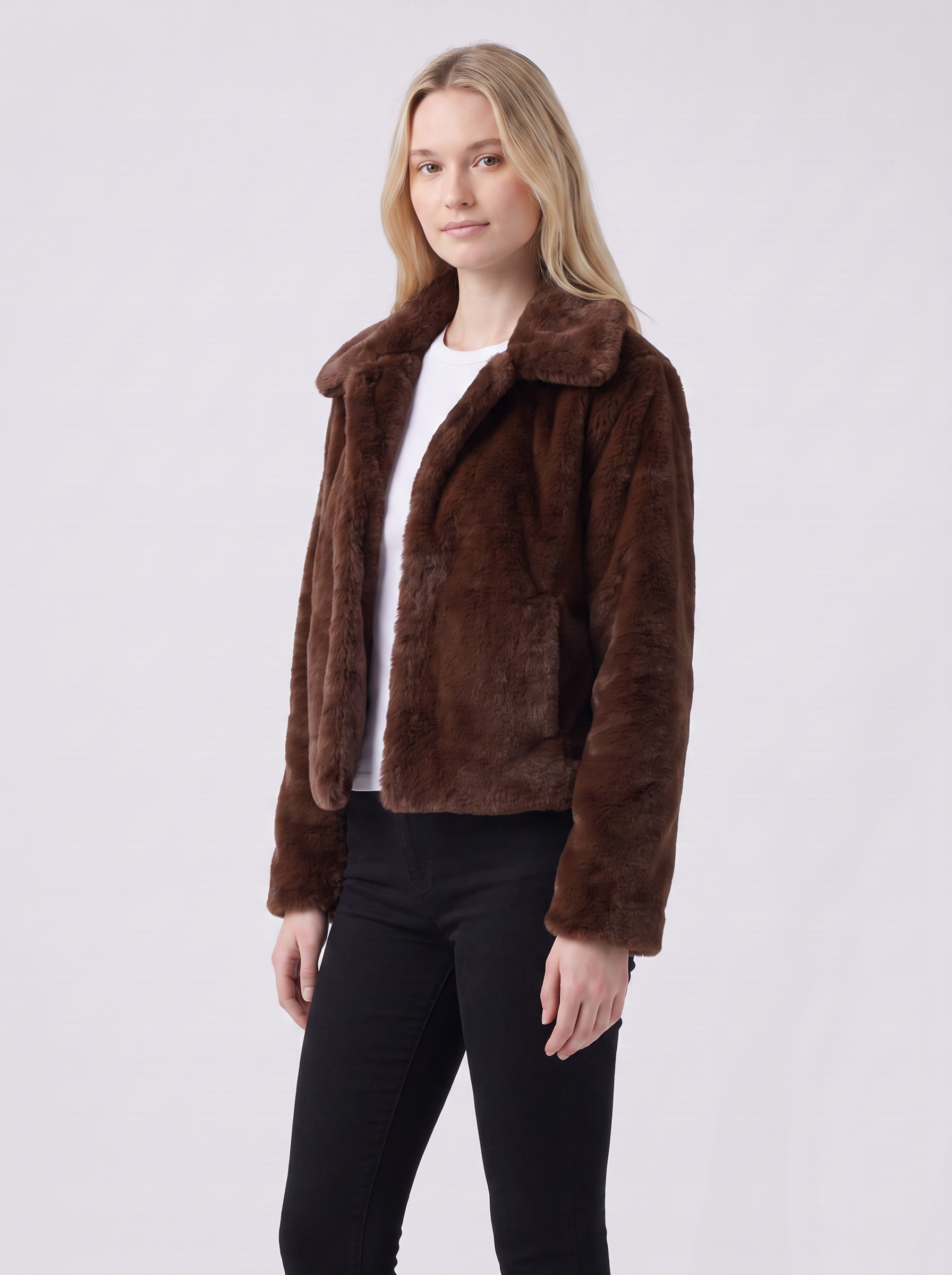 Lily | Brown Faux Fur Teddy Jacket 3-4 Turn