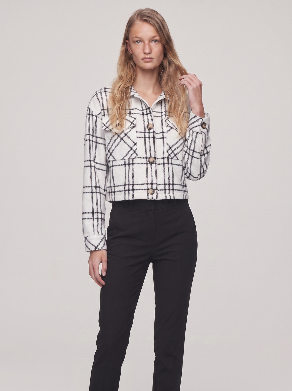 Ella White windowpane shacket - featured
