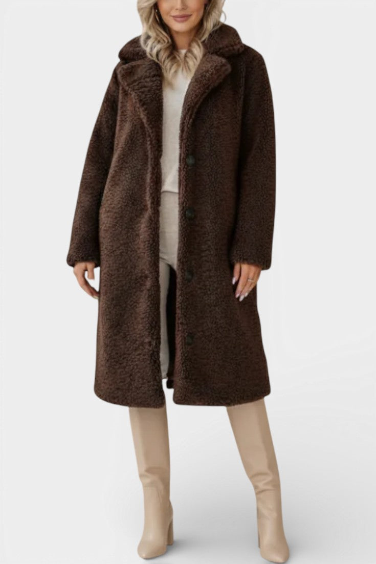 Verdeline Teddy Long Oversized Coat with Notched Collar 3