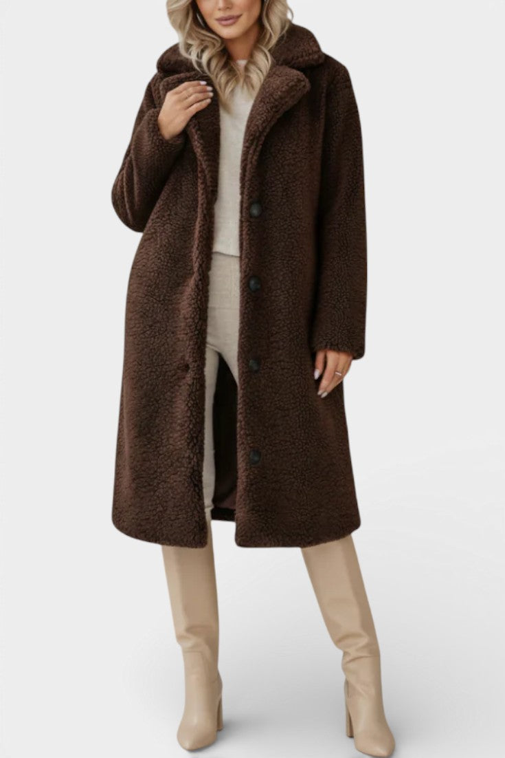 Verdeline Teddy Long Oversized Coat with Notched Collar 3