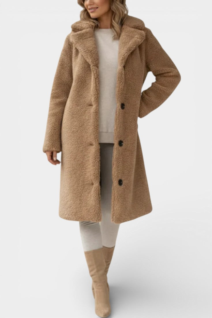 Verdeline Teddy Long Oversized Coat with Notched Collar 3