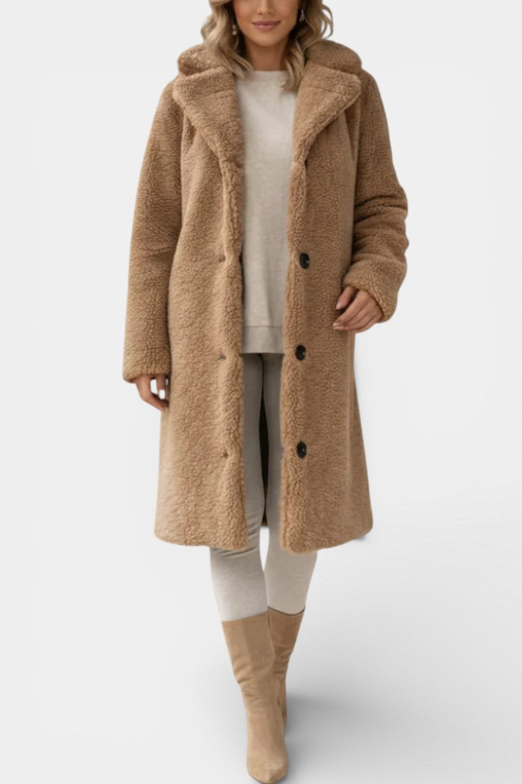 Verdeline Teddy Long Oversized Coat with Notched Collar 3