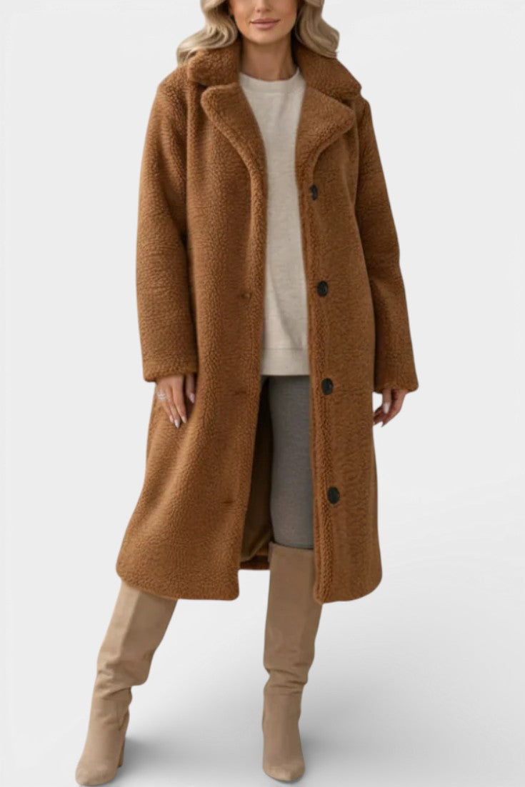 Verdeline Teddy Long Oversized Coat with Notched Collar 3