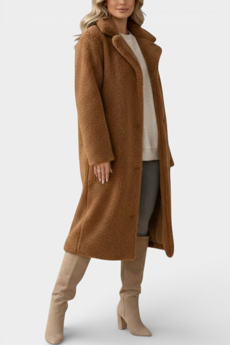 Verdeline Teddy Long Oversized Coat with Notched Collar 3