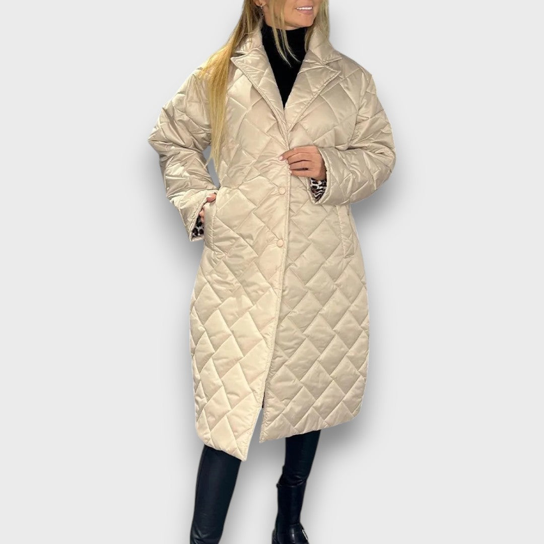 Lily | White Reversible Quilted Leopard-Lined Coat
