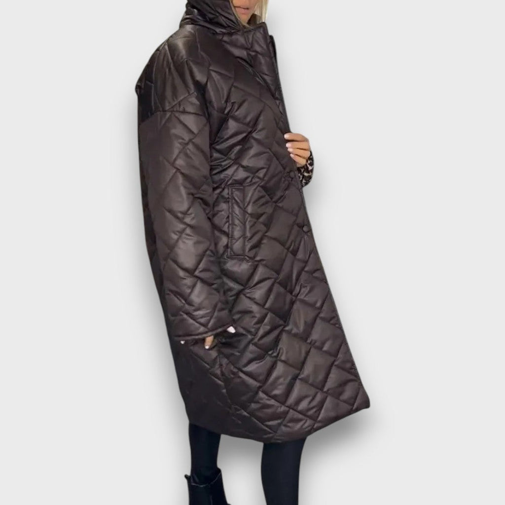 Lily | White Reversible Quilted Leopard-Lined Coat