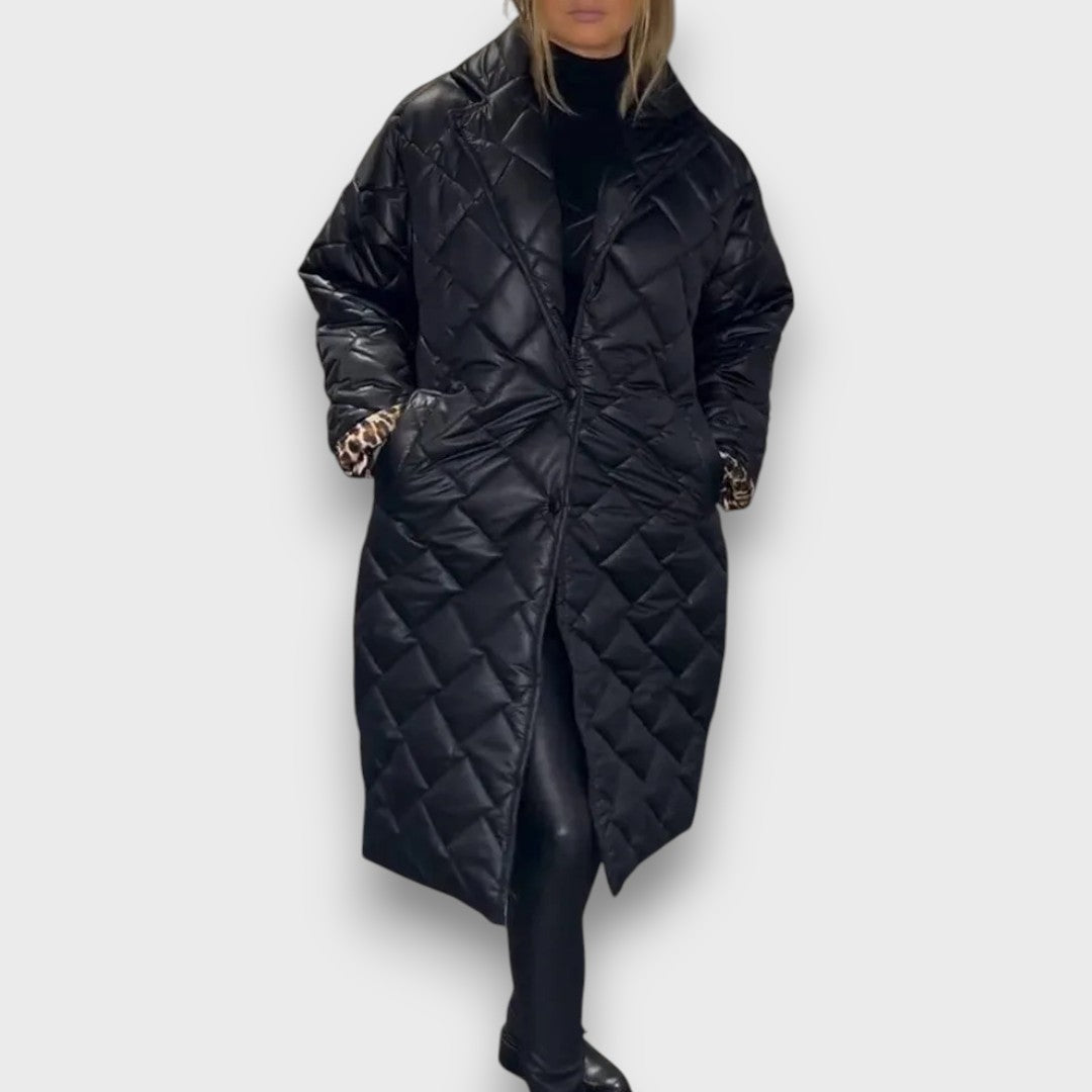 Lily | White Reversible Quilted Leopard-Lined Coat