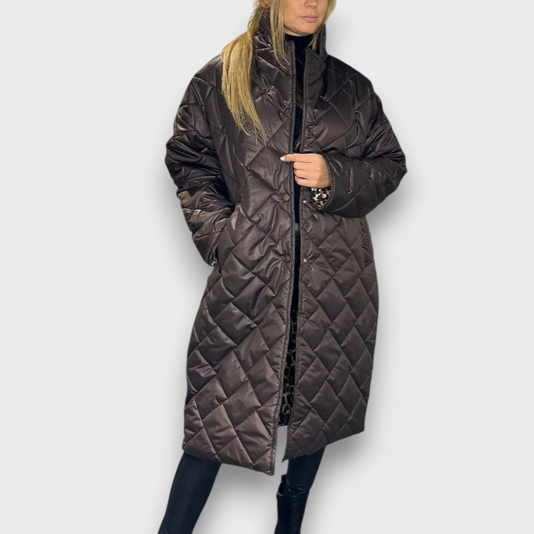 Lily | White Reversible Quilted Leopard-Lined Coat