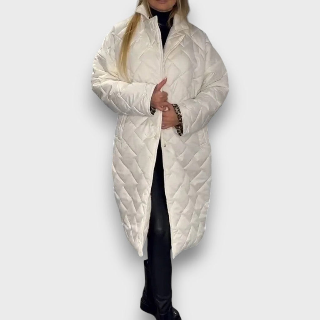 Lily | White Reversible Quilted Leopard-Lined Coat