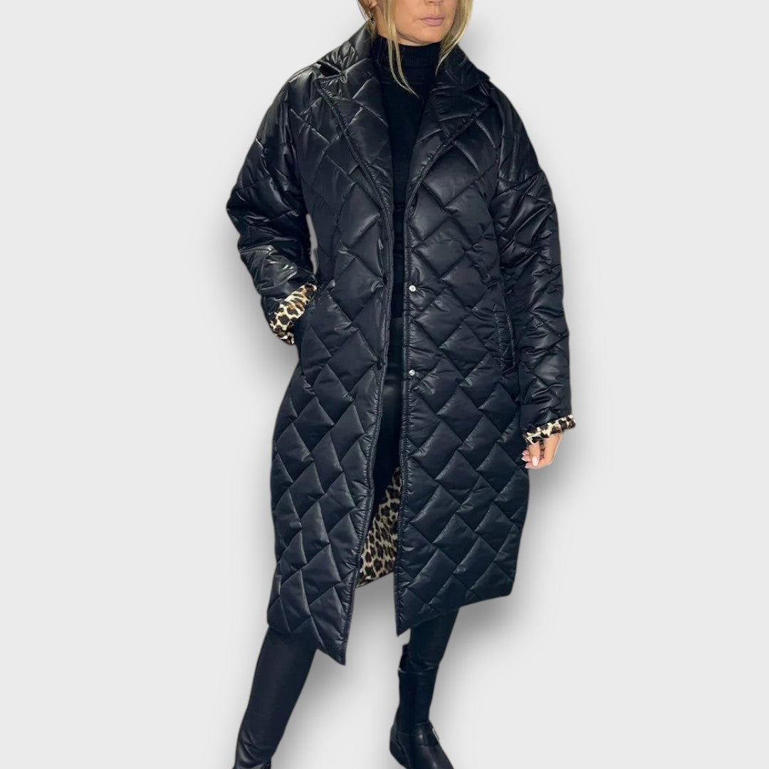 Lily | White Reversible Quilted Leopard-Lined Coat