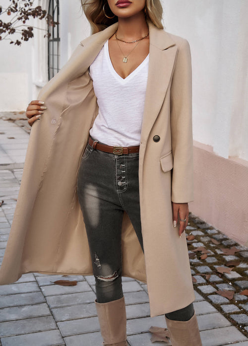 Adri – Longline Pocketed Coat – Neutral