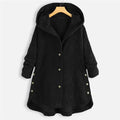 Lily | Black Ribbed Hooded Button-Up Coat