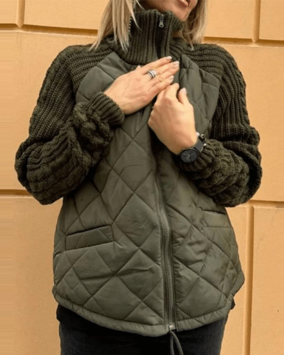 Lily | Beige Quilted Padded Puffer Jacket